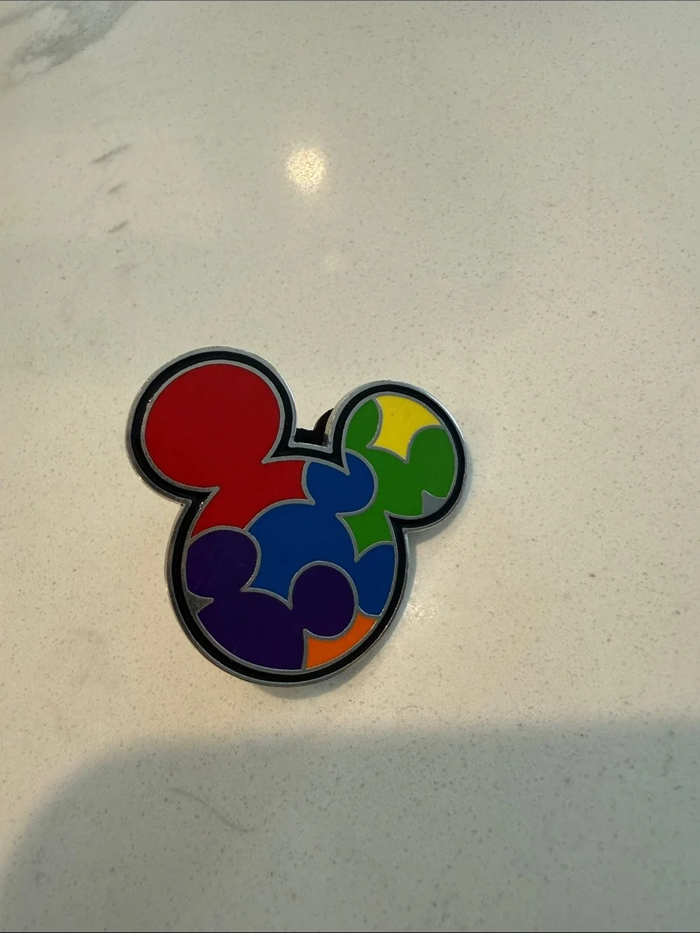 Disney Autism Puzzle Mickey-Shaped Pin - Multicolor